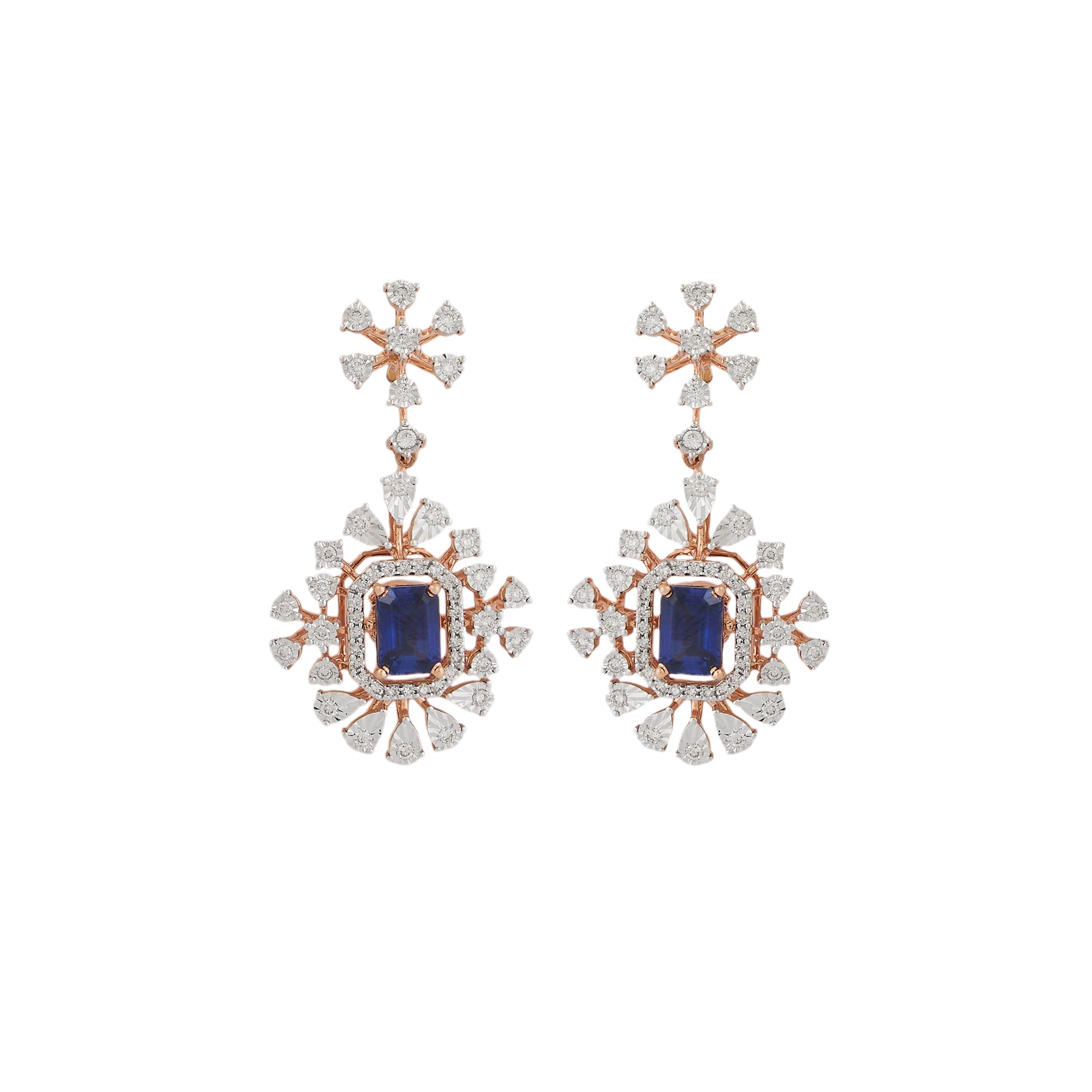 Necklace set in 14kt rose gold with brilliant round diamonds, semi precious sapphire with changeable stones.