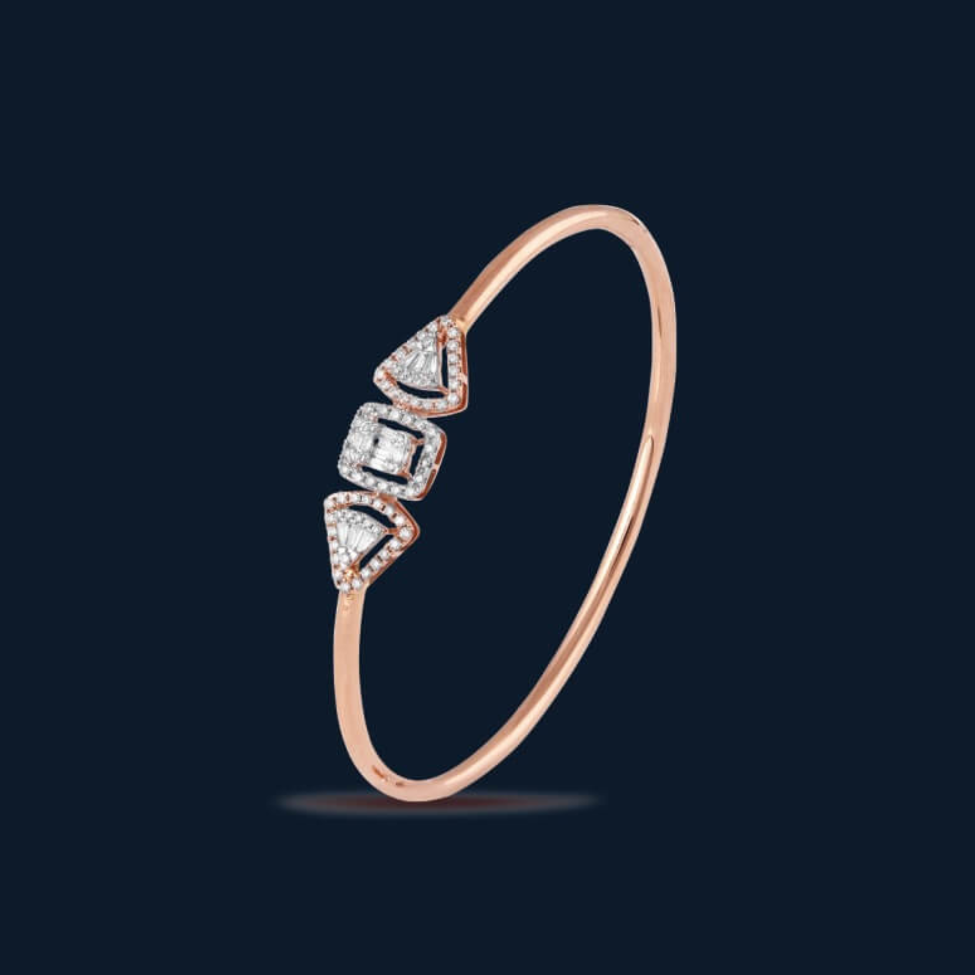 Bracelet in 14kt Rose gold with Baguettes & Round Brilliant cut diamonds