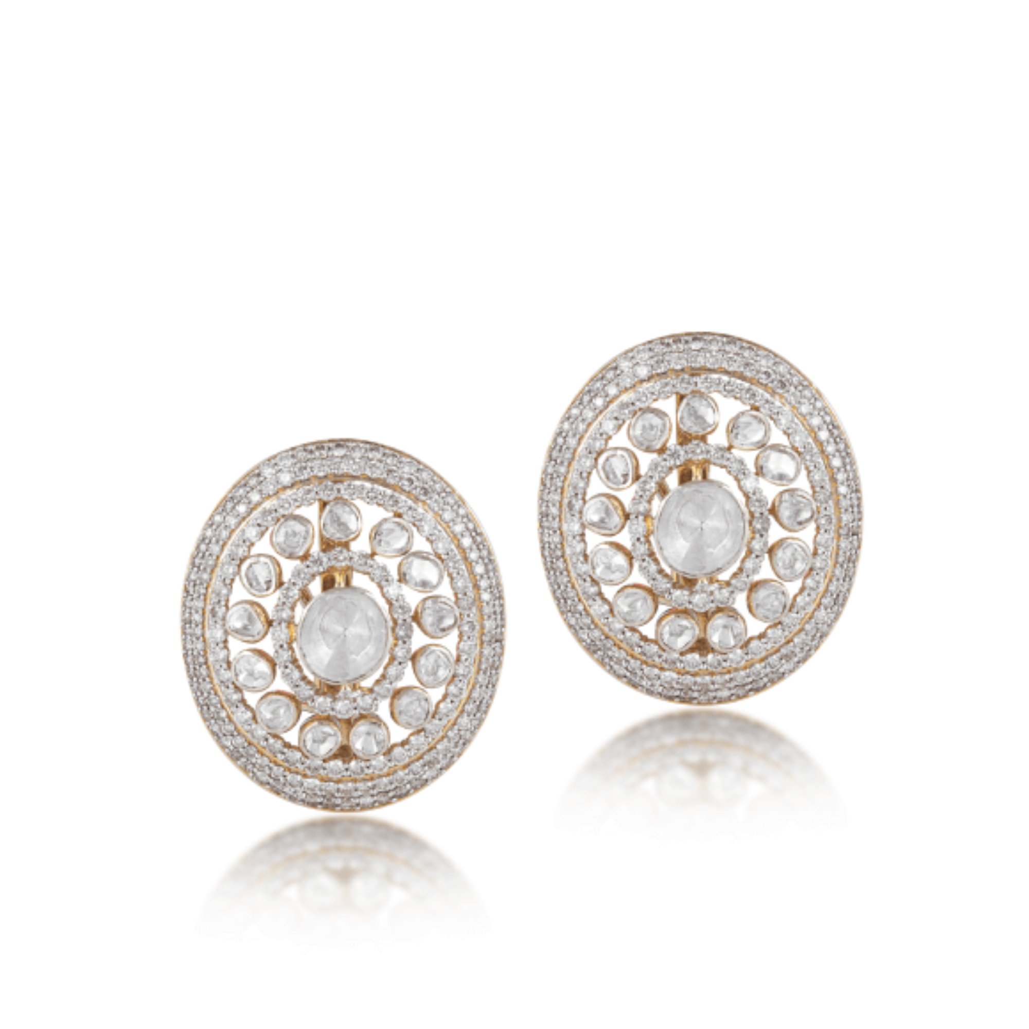 Polki diamond earrings in 14 kt yellow gold