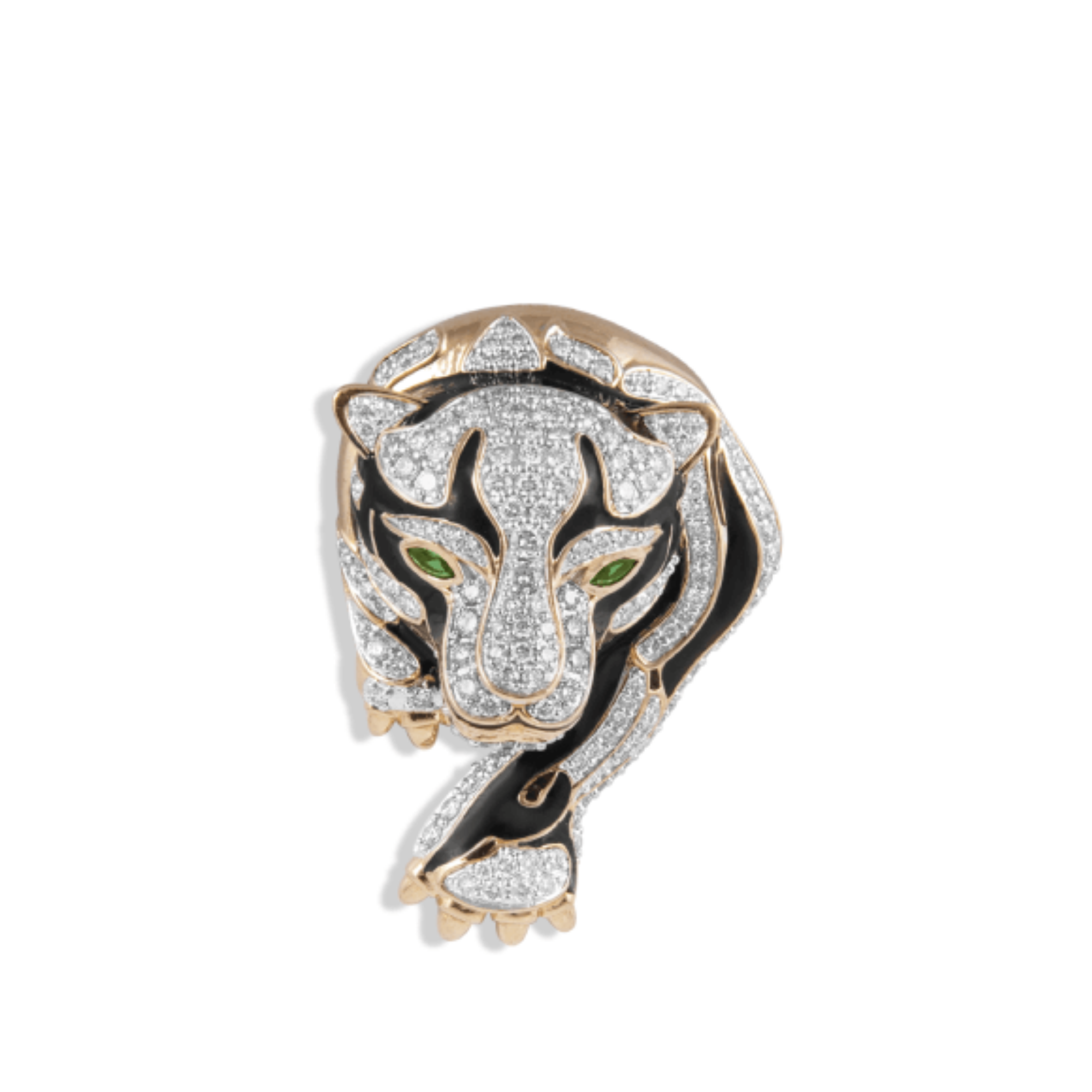 Brooch in 14kt yellow gold with Round Brilliant, Diamonds.