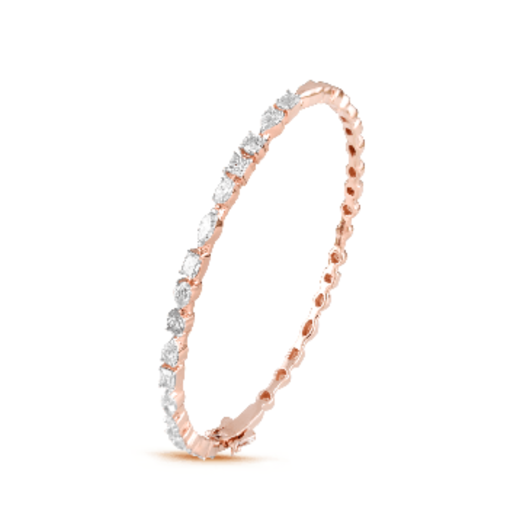 Bracelet in 14kt rose gold with Princess, Pear, Oval, Marquise, Eemrald & Round Brilliant cut diamonds