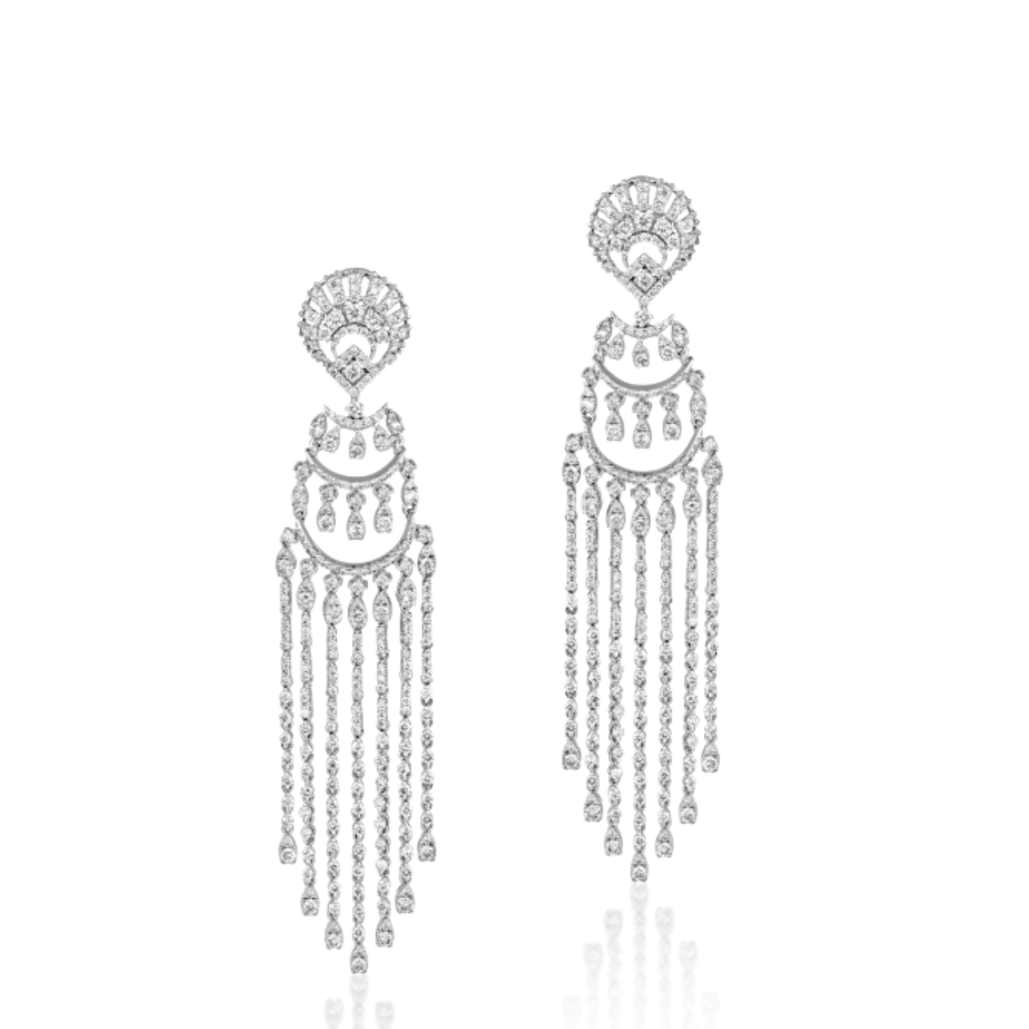 Earrings in 14Kt white gold with Round brilliant cut diamonds