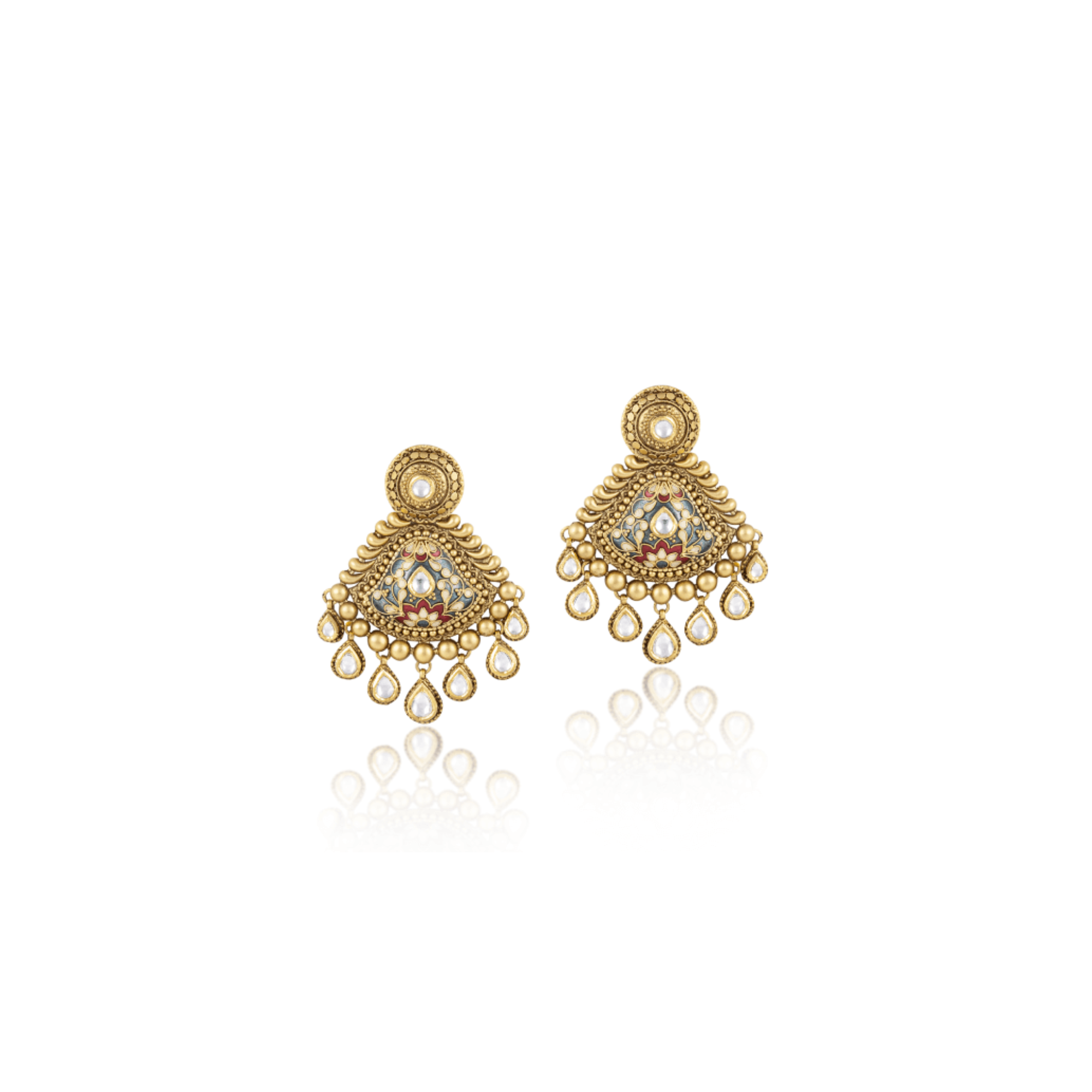 Earrings in 22kt Enamel Antique gold.