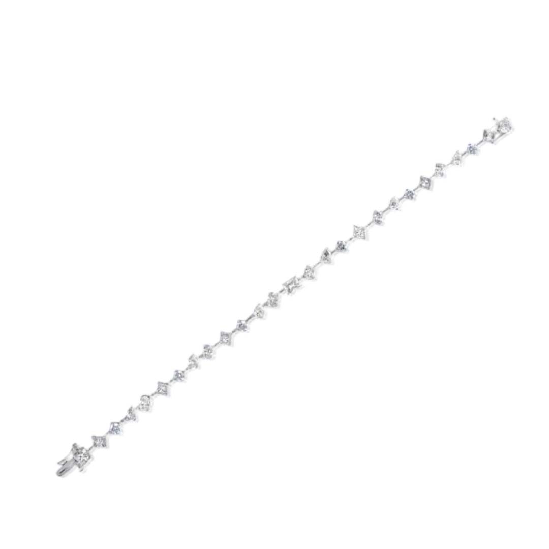 Tennis bracelet in 18kt white gold with Princess, Pear, Oval & Round Brilliant cut diamonds