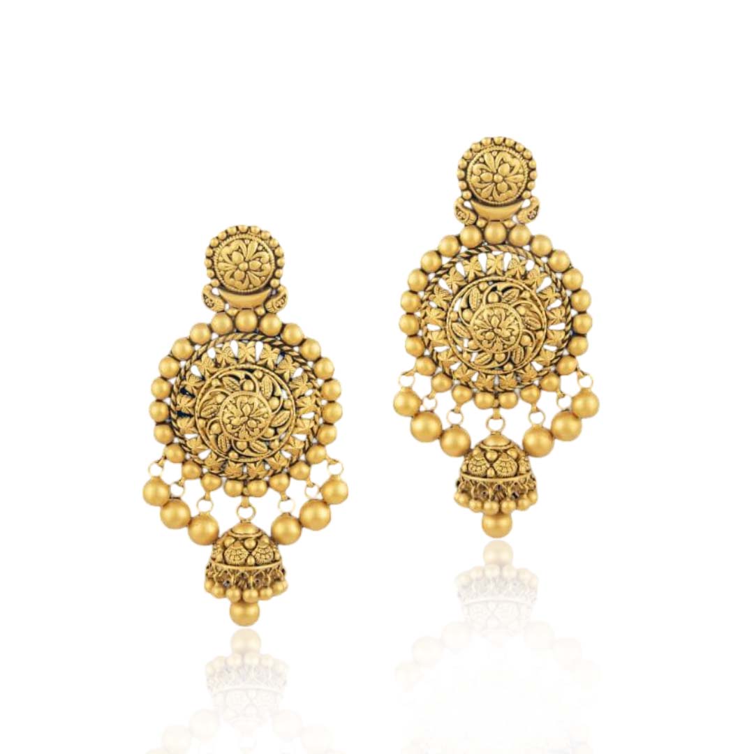 Earrings in 22kt antique gold