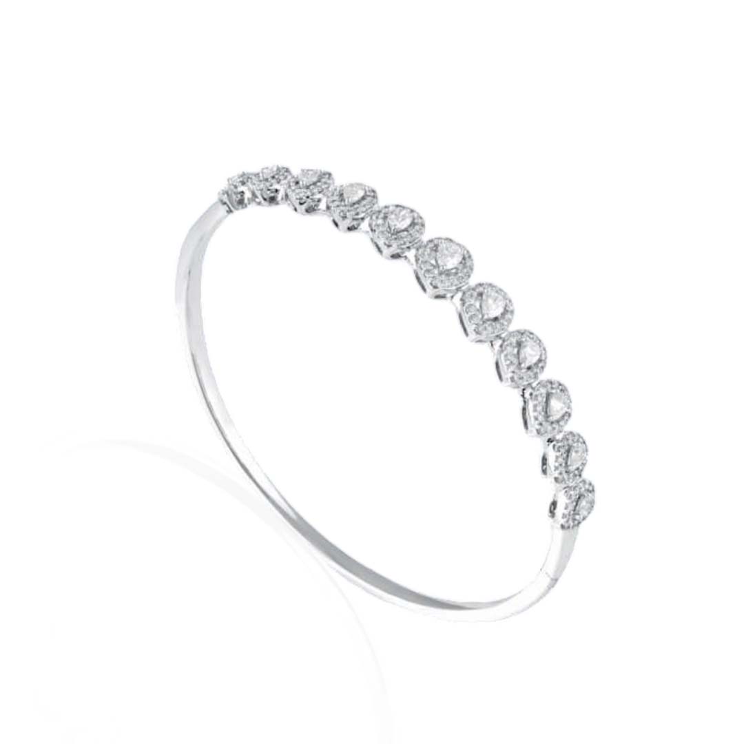 Bracelet in 14kt white gold with Pear & Round Brilliant cut diamonds