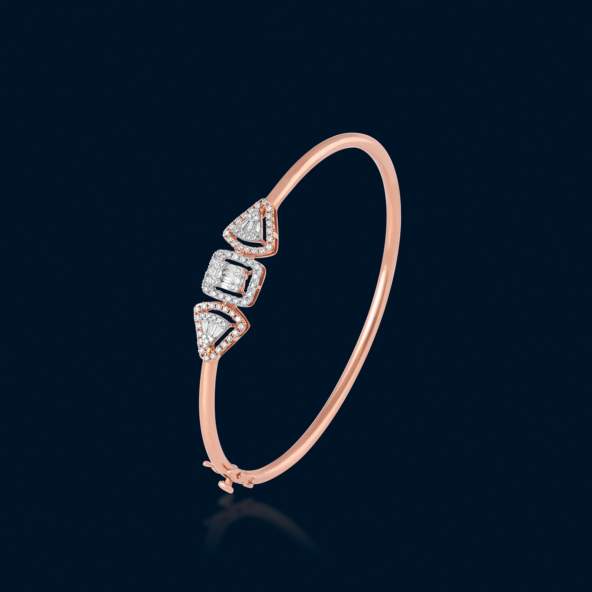 Bracelet in 14kt Rose gold with Baguettes & Round Brilliant cut diamonds