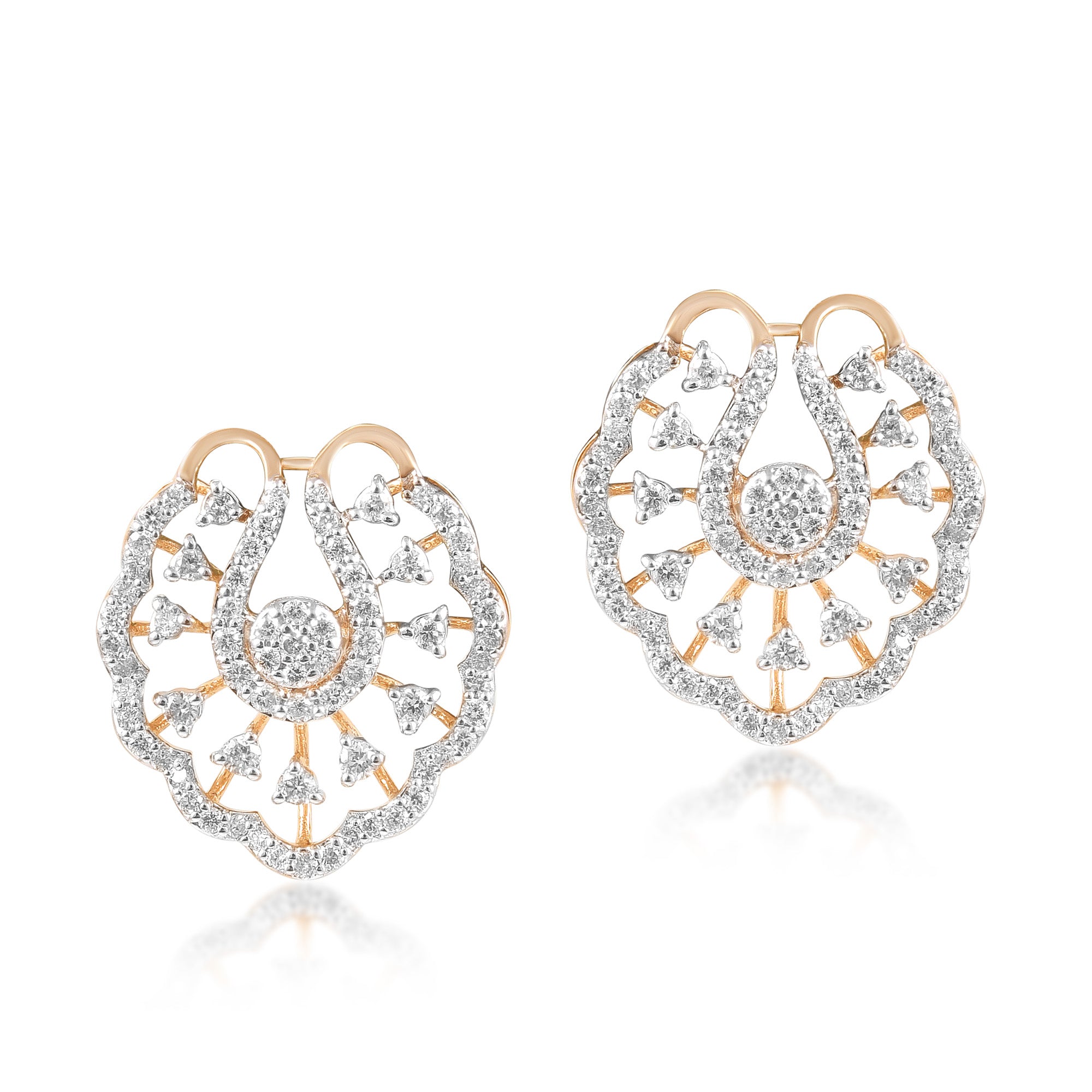 Earrings in 18kt rose gold with Round Brilliant cut diamonds