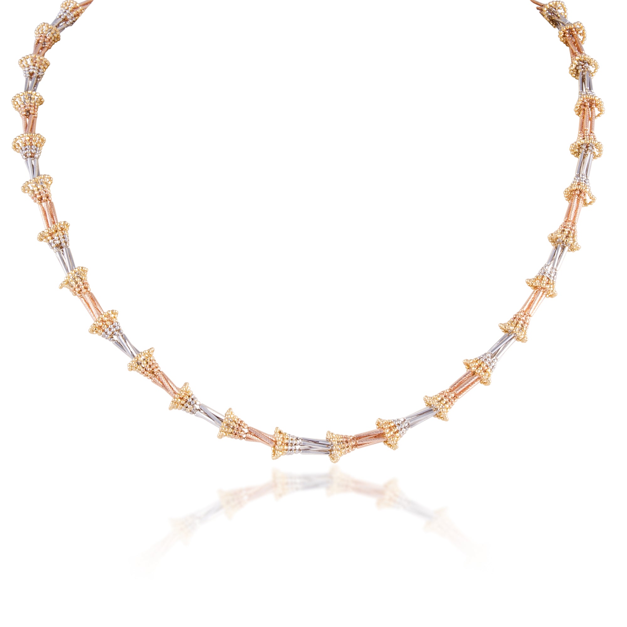 Italian Chain in 18kt rose, white & yellow gold.