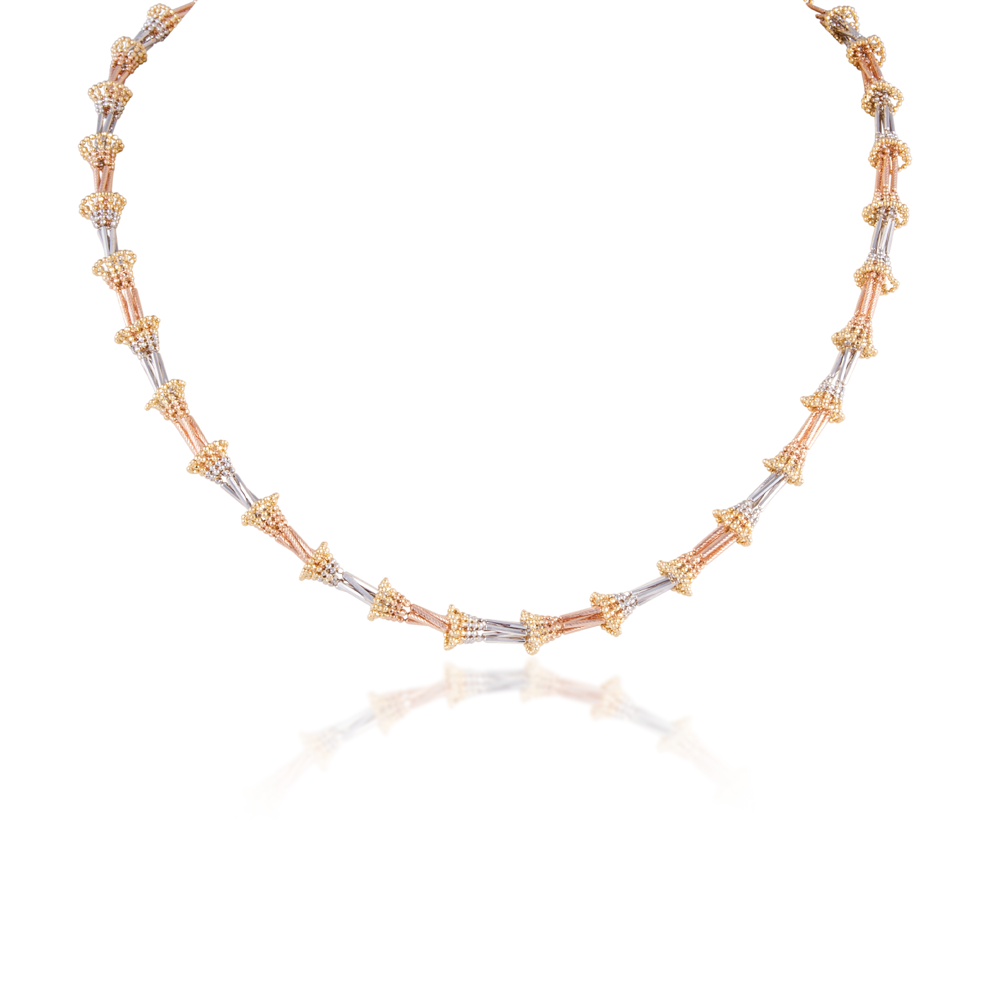 Italian Chain in 18kt rose, white & yellow gold.