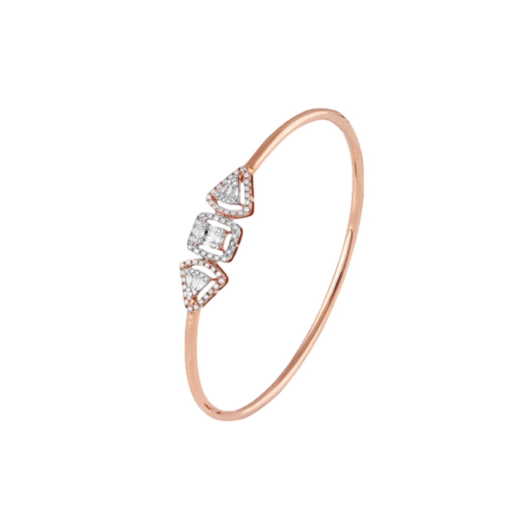 Bracelet in 14kt Rose gold with Baguettes & Round Brilliant cut diamonds