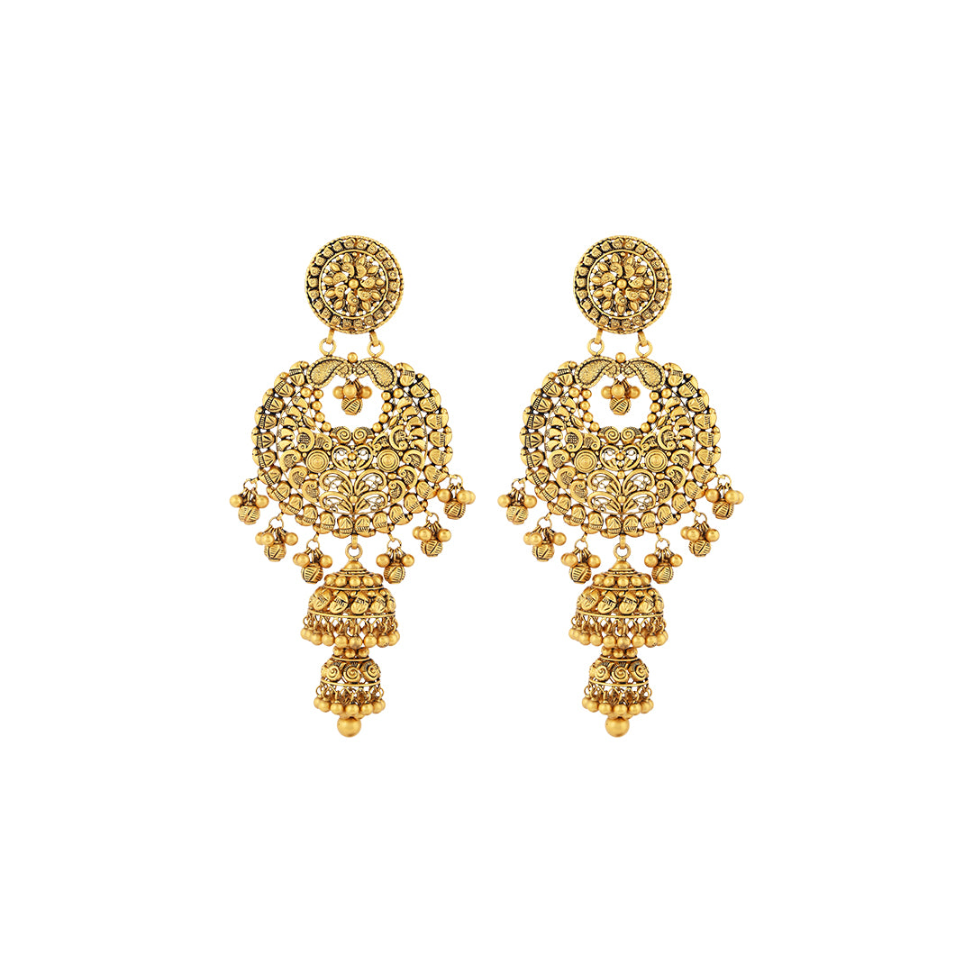 Earrings in 22kt antique gold.