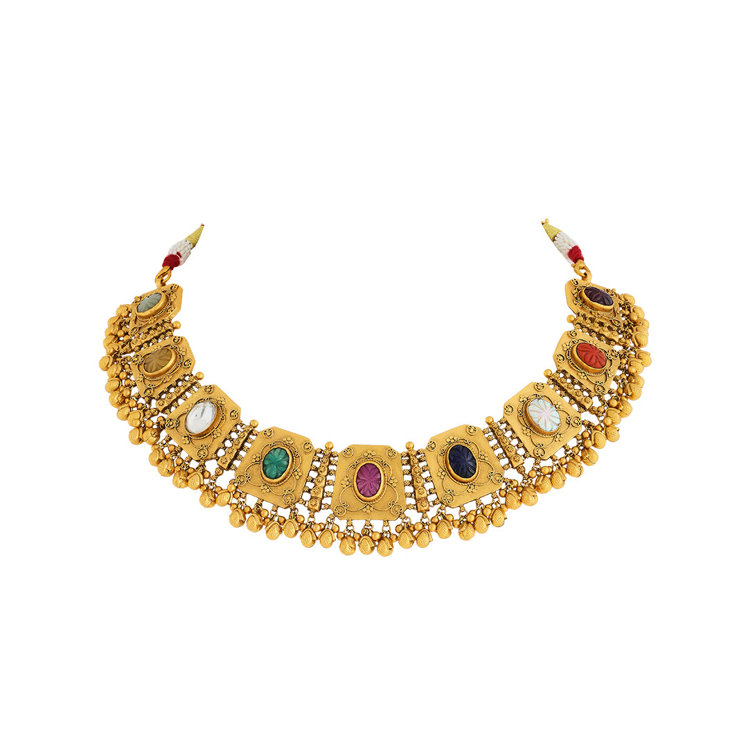 Necklace set in 22kt navratan.