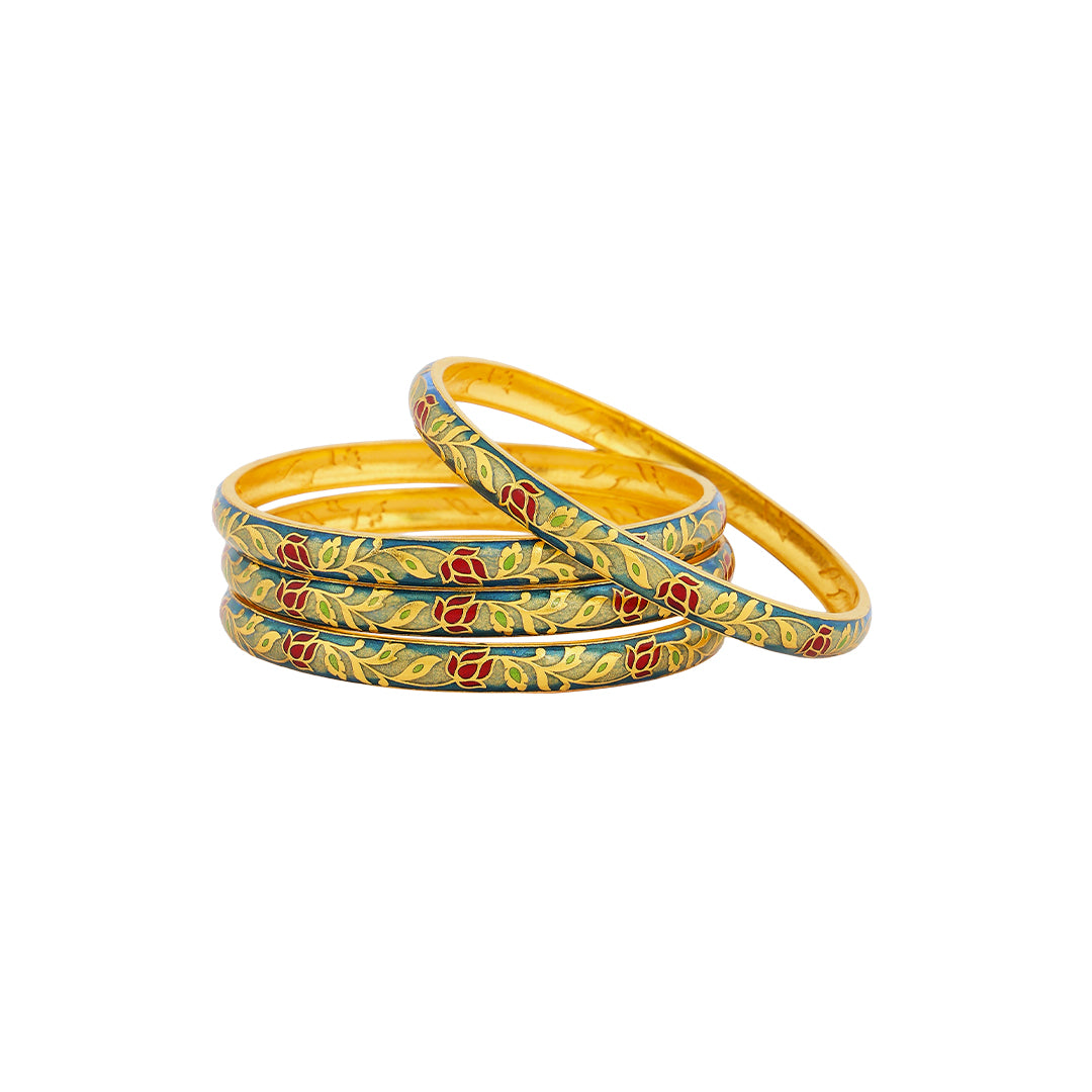 Bangles in 22kt Antique gold with enamel.