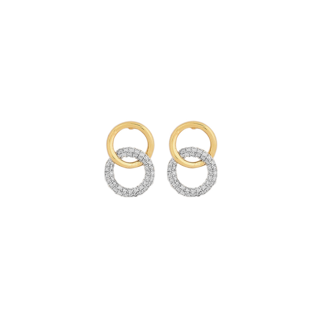 Earrings in 18kt yellow gold with brilliant round diamonds.