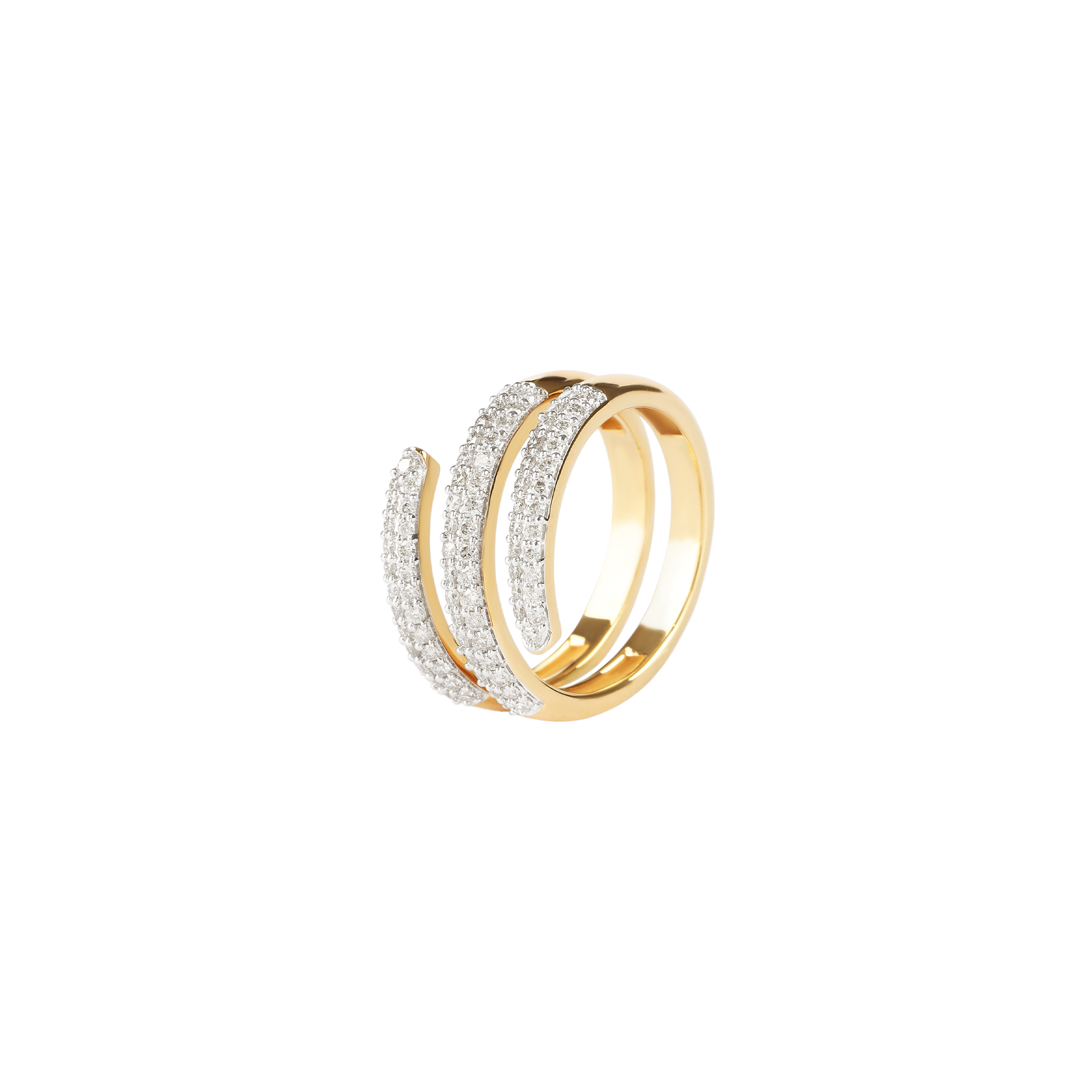 Ring in 18kt yellow gold with brilliant round cut diamonds.
