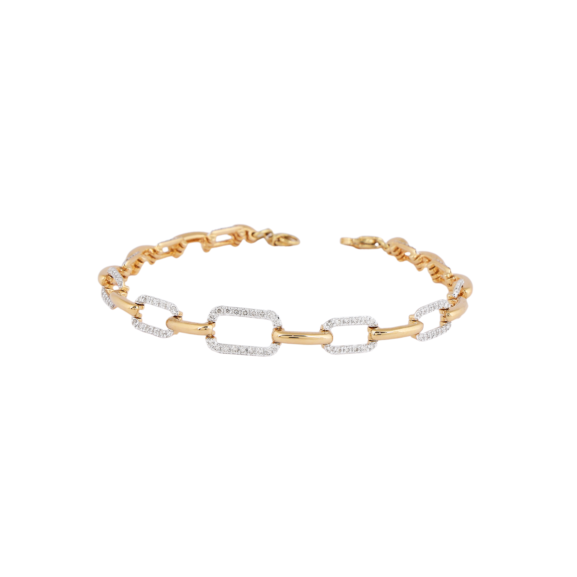 Bracelet in 14kt yellow gold with brilliant round diamonds.