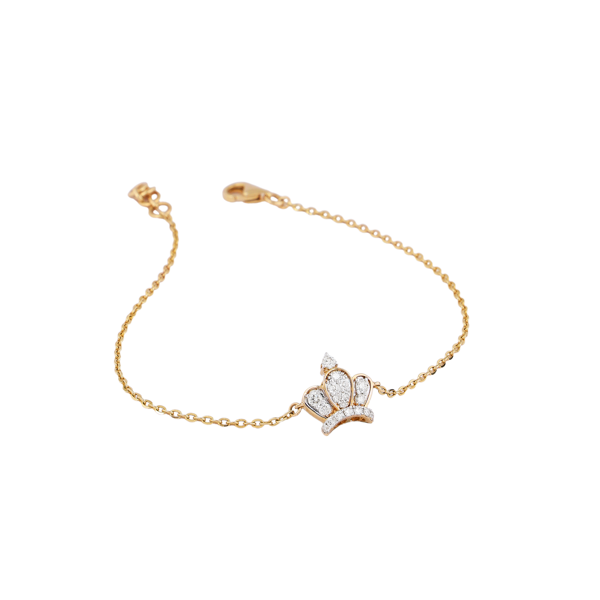 Bracelet in 14kt yellow gold with brilliant round diamonds.