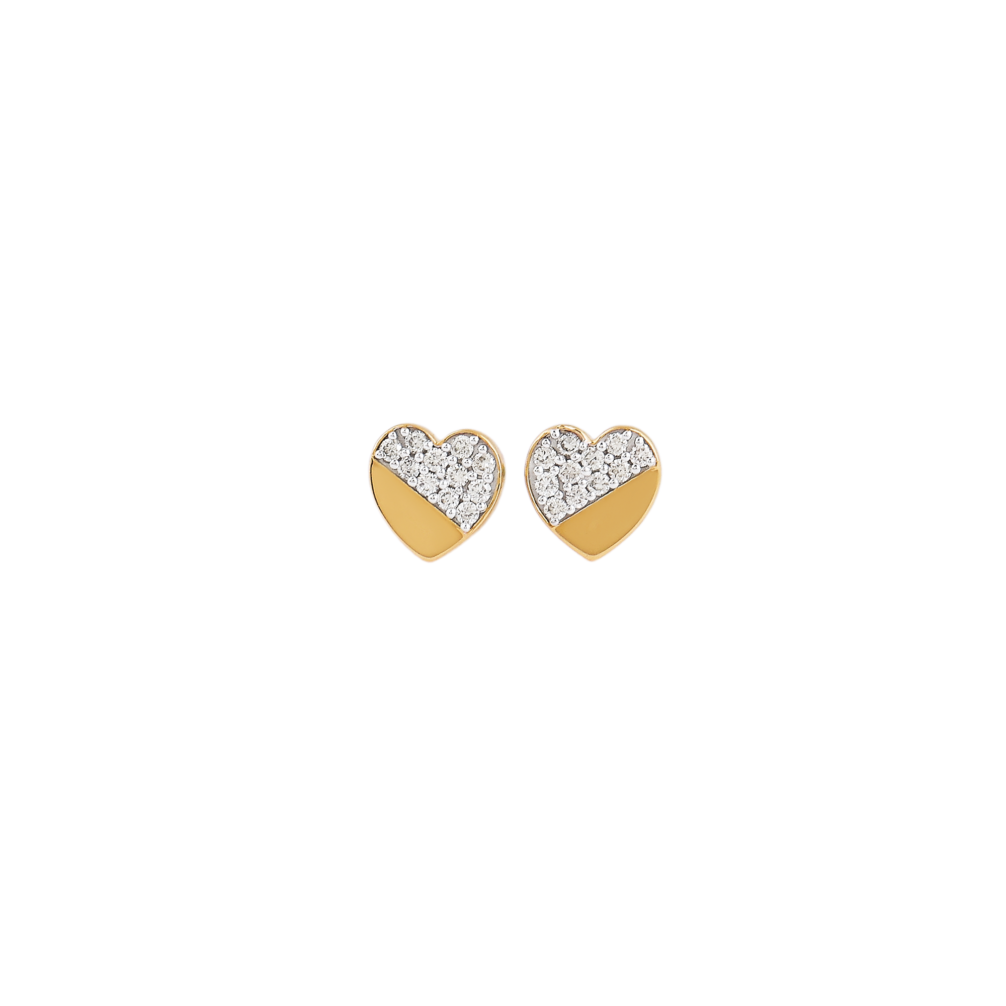 Earring in 18kt yellow gold, with brilliant round diamonds.