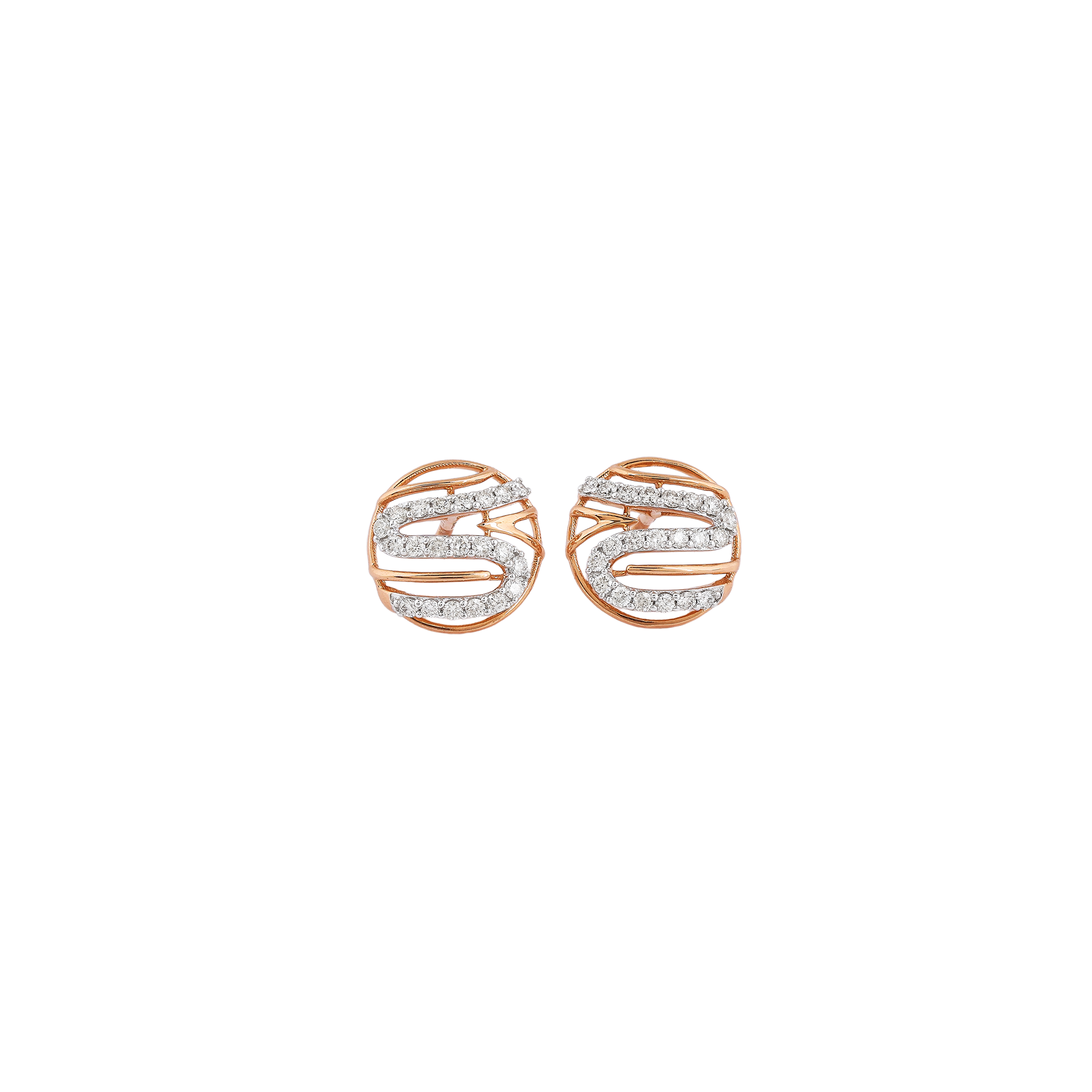 Earring in 18kt rose gold, with brilliant round diamonds.