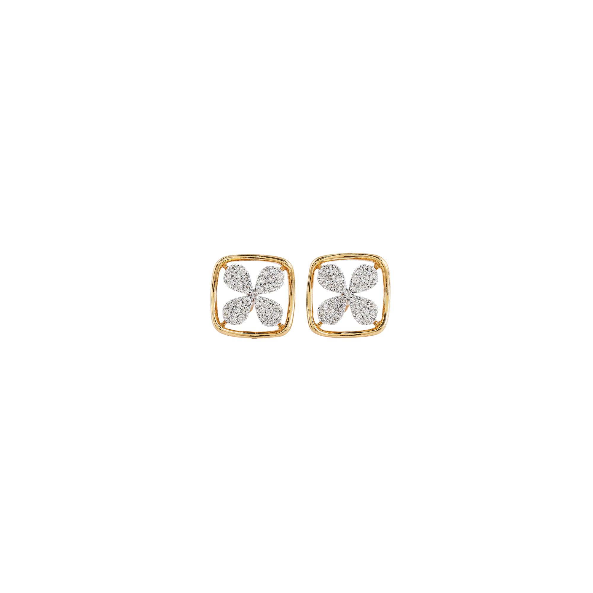Earring in 18kt yellow gold, with brilliant round diamonds.