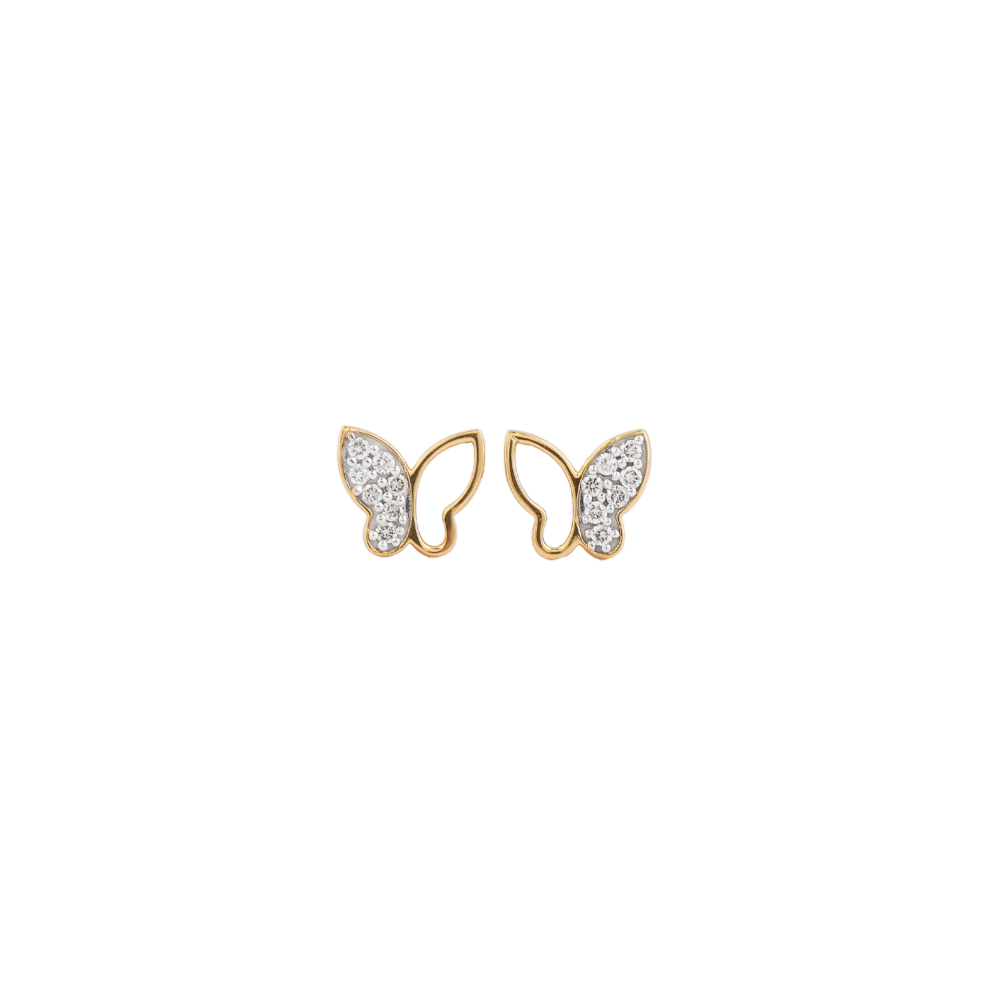 Earring in 18kt yellow gold, with brilliant round diamonds.