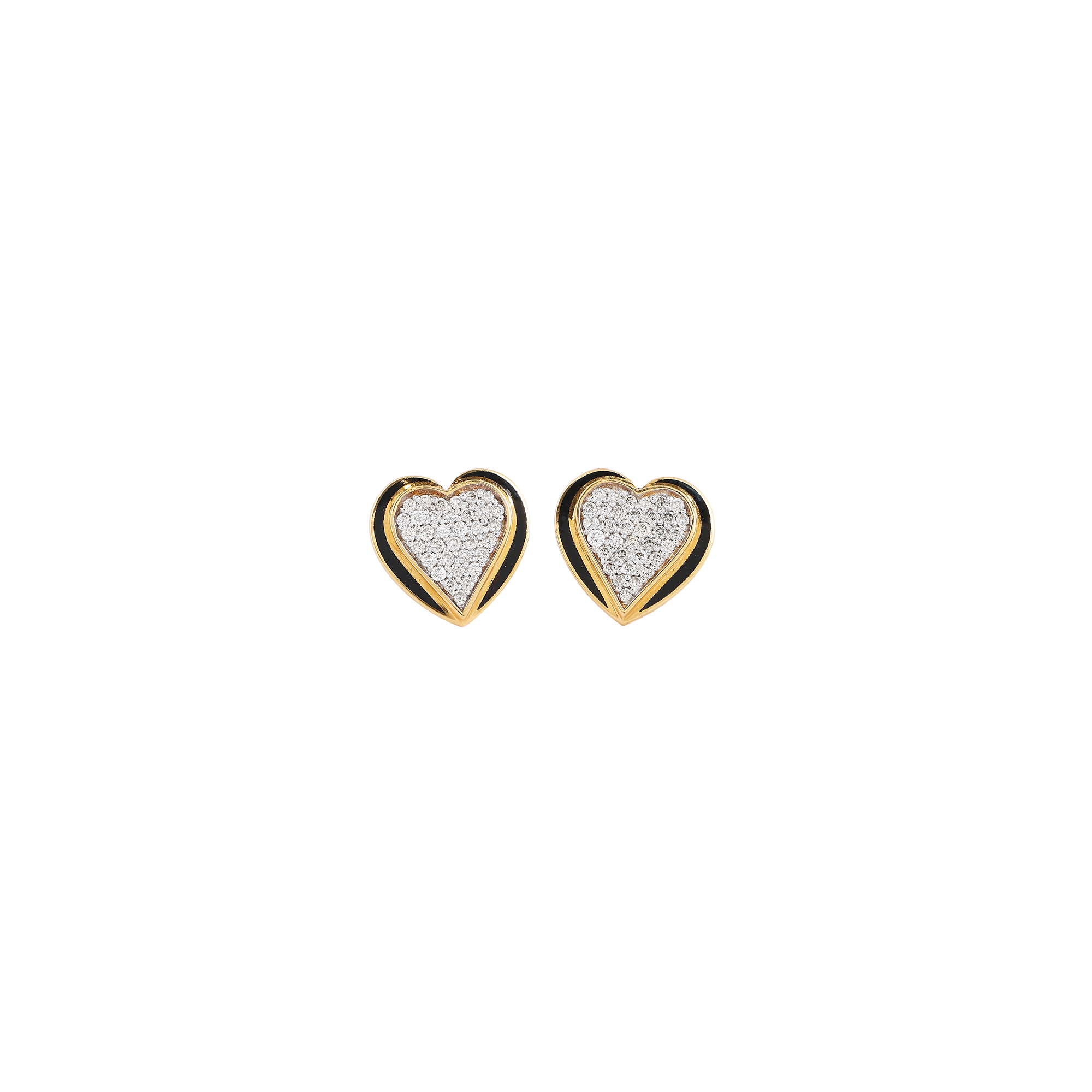 Earring in 18kt yellow gold, with brilliant round diamonds.