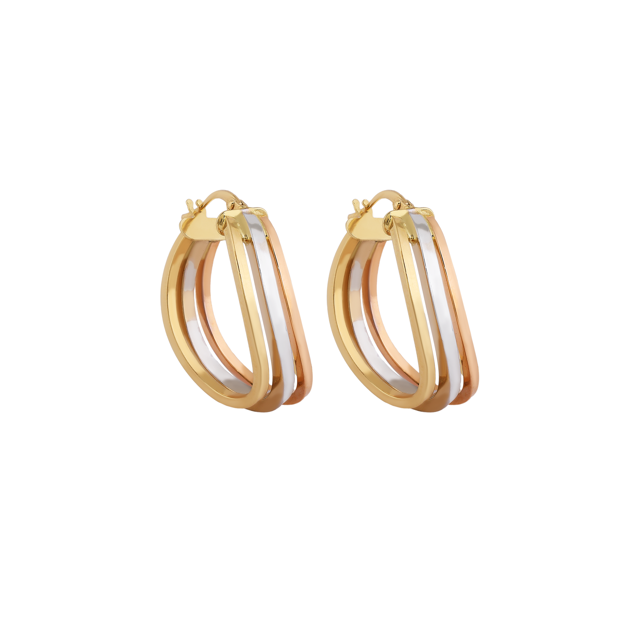 Italian Earring in 18kt yellow, white and rose gold.